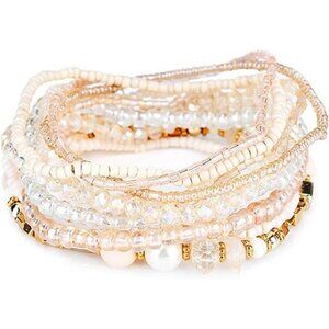 Bohemian Crystal Beaded Bracelet Stackable Colorful Pearl Seed Beads Jewelry Wom